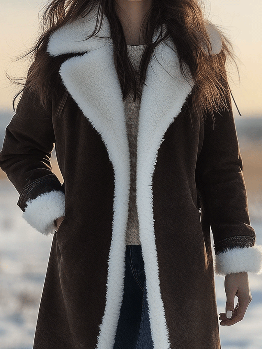 Comfortable And Warm Brown Sherpa Lined Coat
