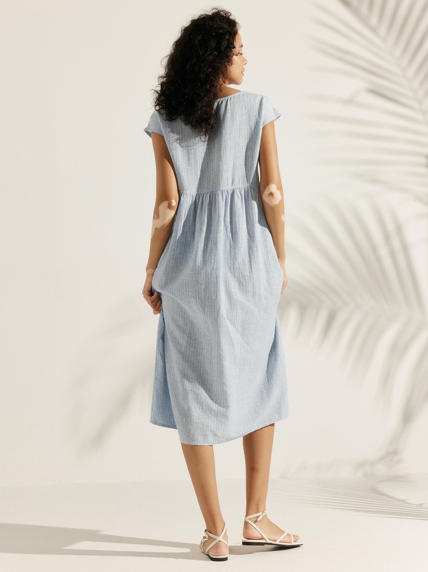 100% Linen Cap Sleeve Washed Maxi Dress JOAN