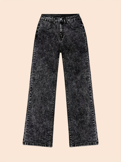 Stone Wash Street Wide-Leg Jeans