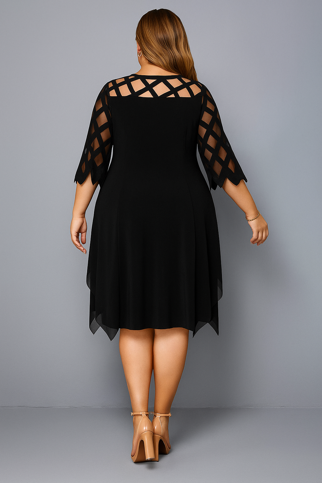 Elegant Lace Sleeve Tummy Covering Dress | MALAGA