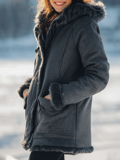 Faux Fur Lined Hooded Coat