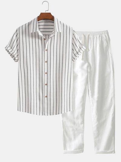 Striped Shirt & Relaxed Trousers Set