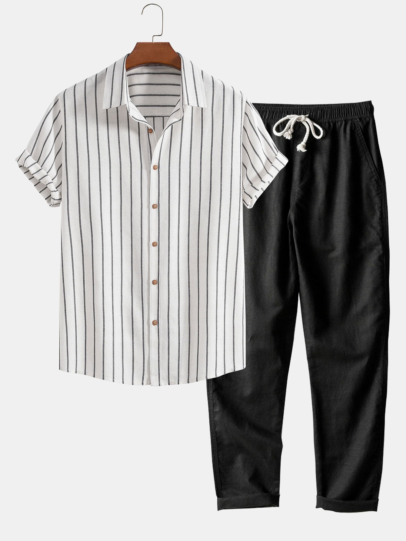 Striped Shirt & Relaxed Trousers Set