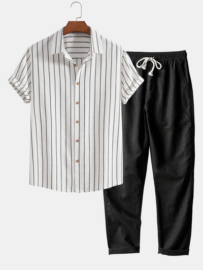 Striped Shirt & Relaxed Trousers Set