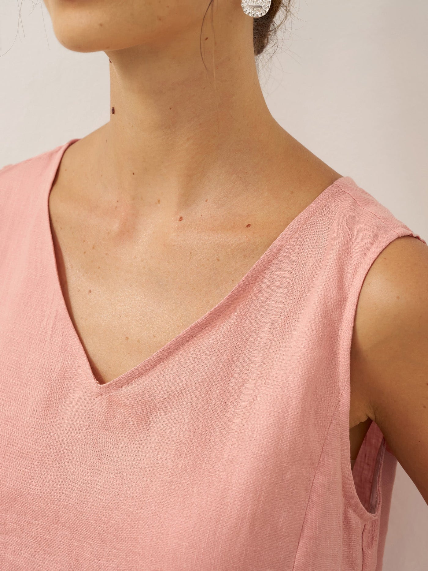 100% Linen Sleeveless A-Line Maxi Dress TARA