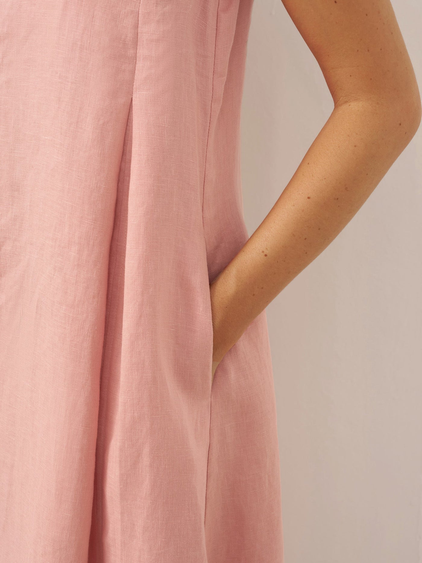 100% Linen Sleeveless A-Line Maxi Dress TARA