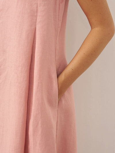 100% Linen Sleeveless A-Line Maxi Dress TARA