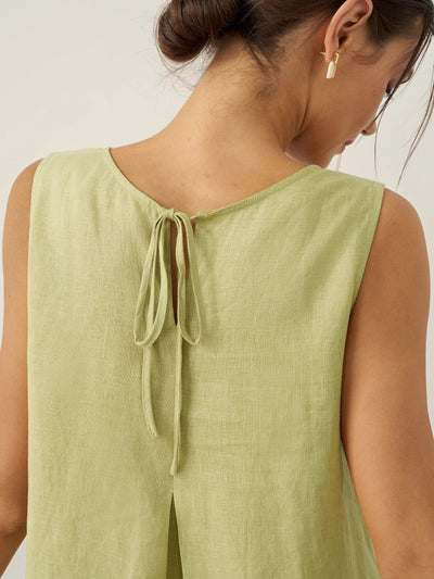 100% Linen Sleeveless A-Line Maxi Dress TARA