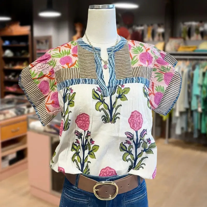 Amelia - Boho Floral Blouse