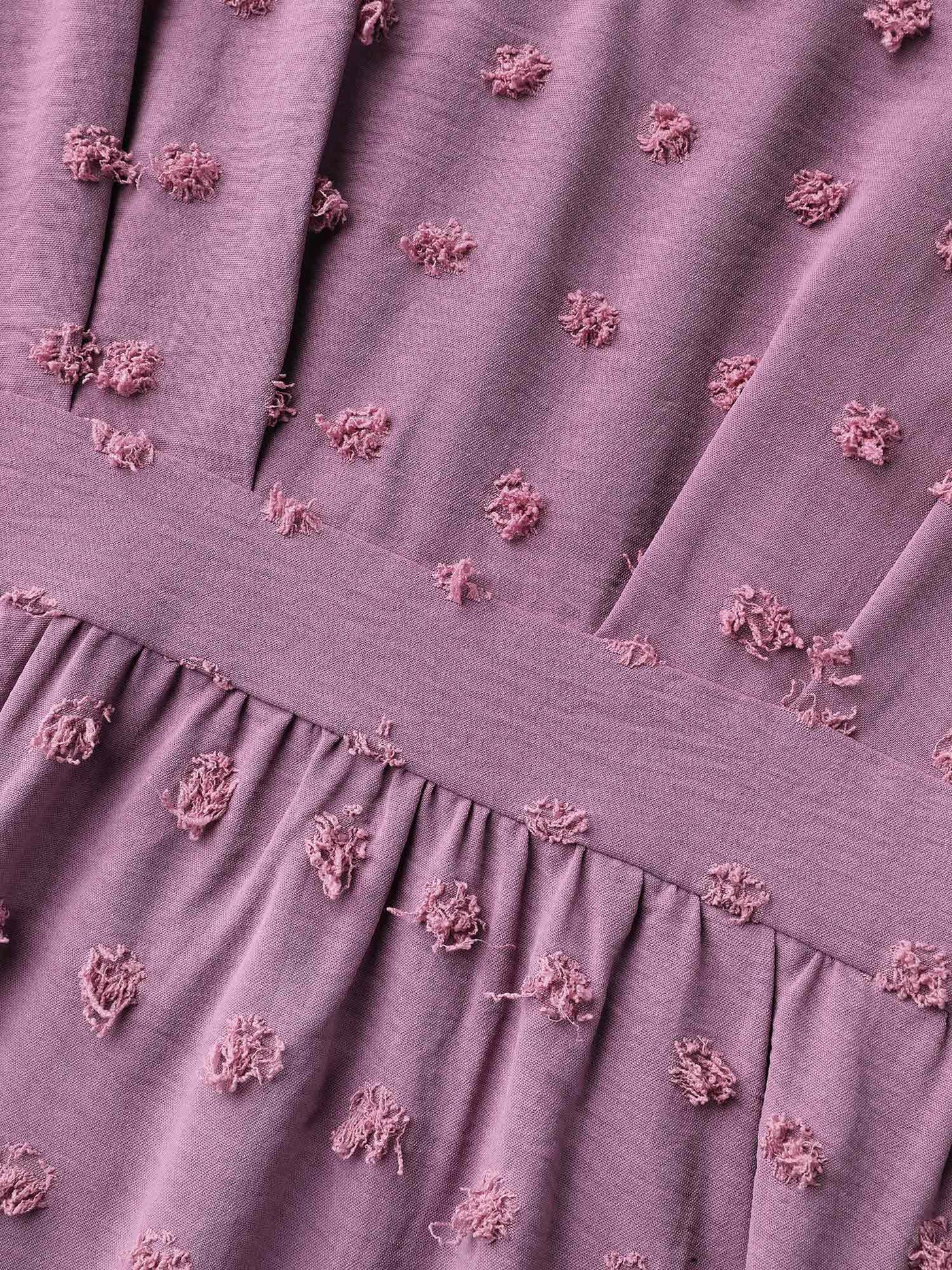 V-Neck Textured Batwing Sleeve Midi Dress