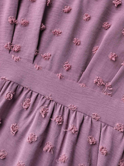 V-Neck Textured Batwing Sleeve Midi Dress