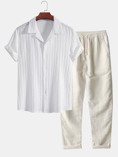 Pleated Shirt & Relaxed Drawstring Trouser Set