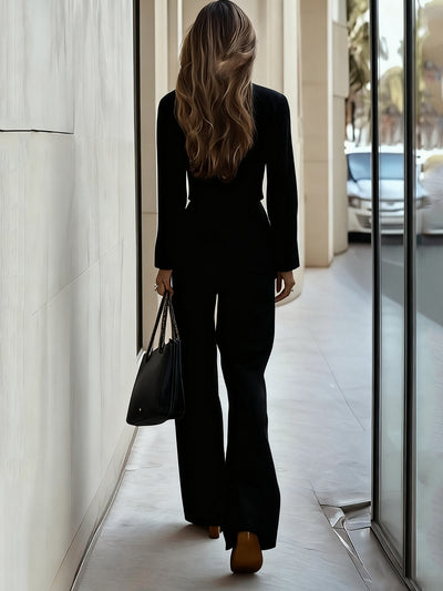 Long  Sleeves Light Blue Double Patch Pocket Suit