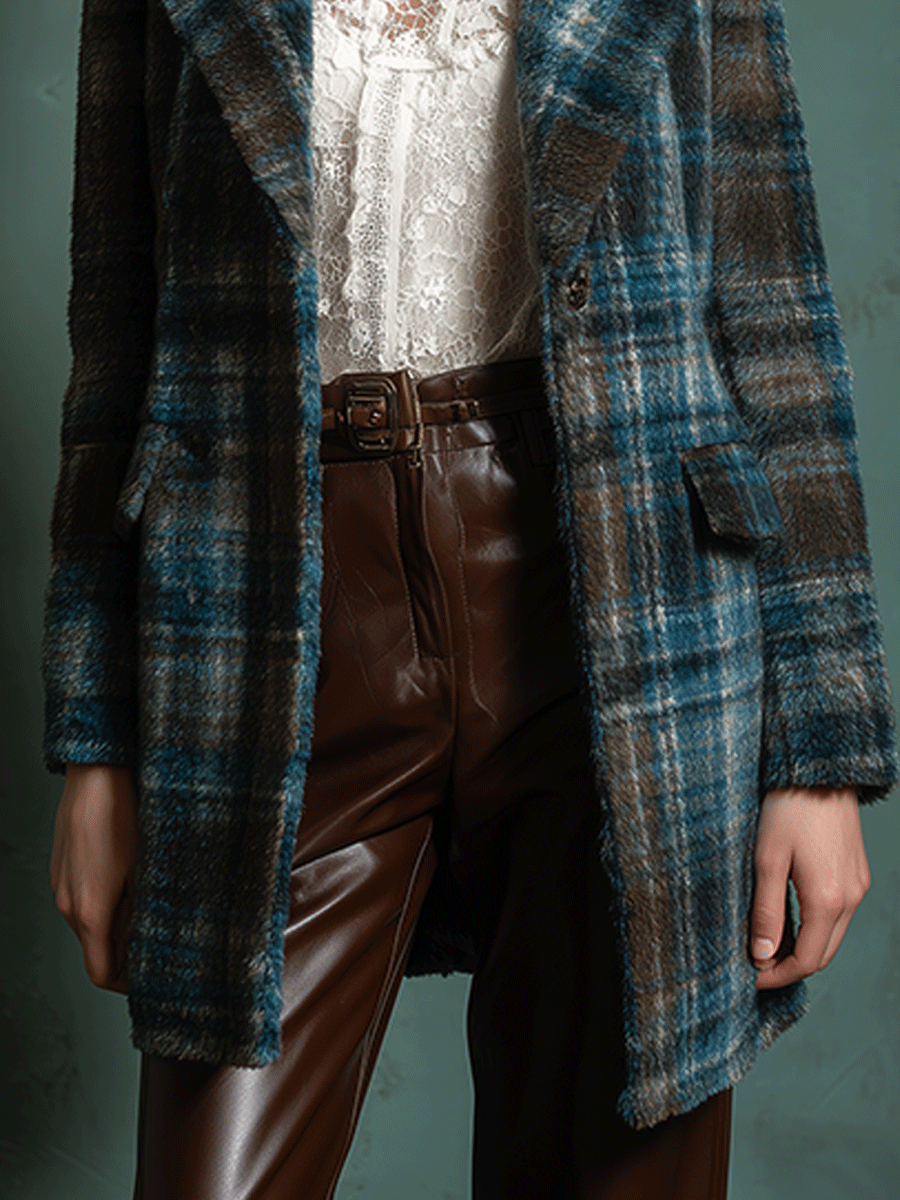 Vintage Check Wool Blend Coat