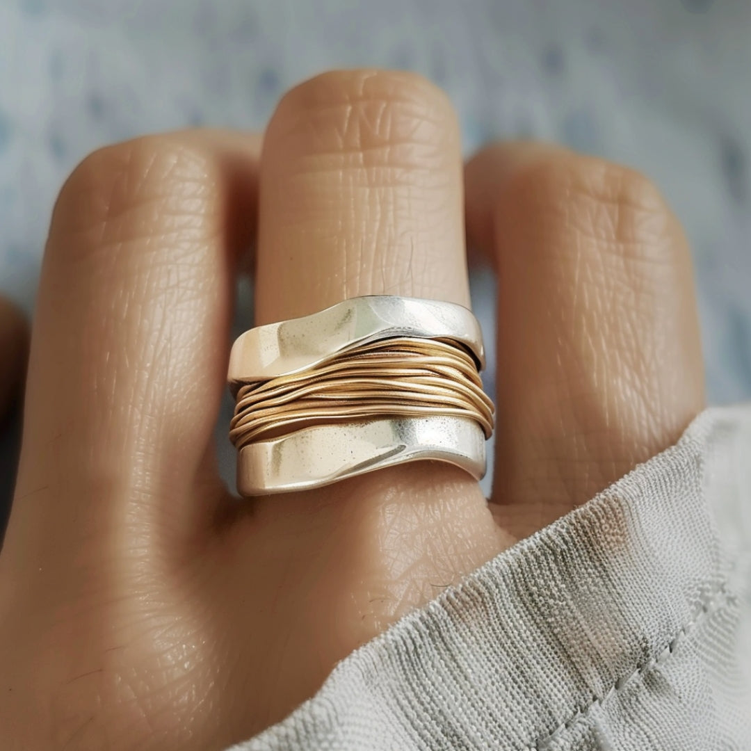 Silver & Gold Thread Ring