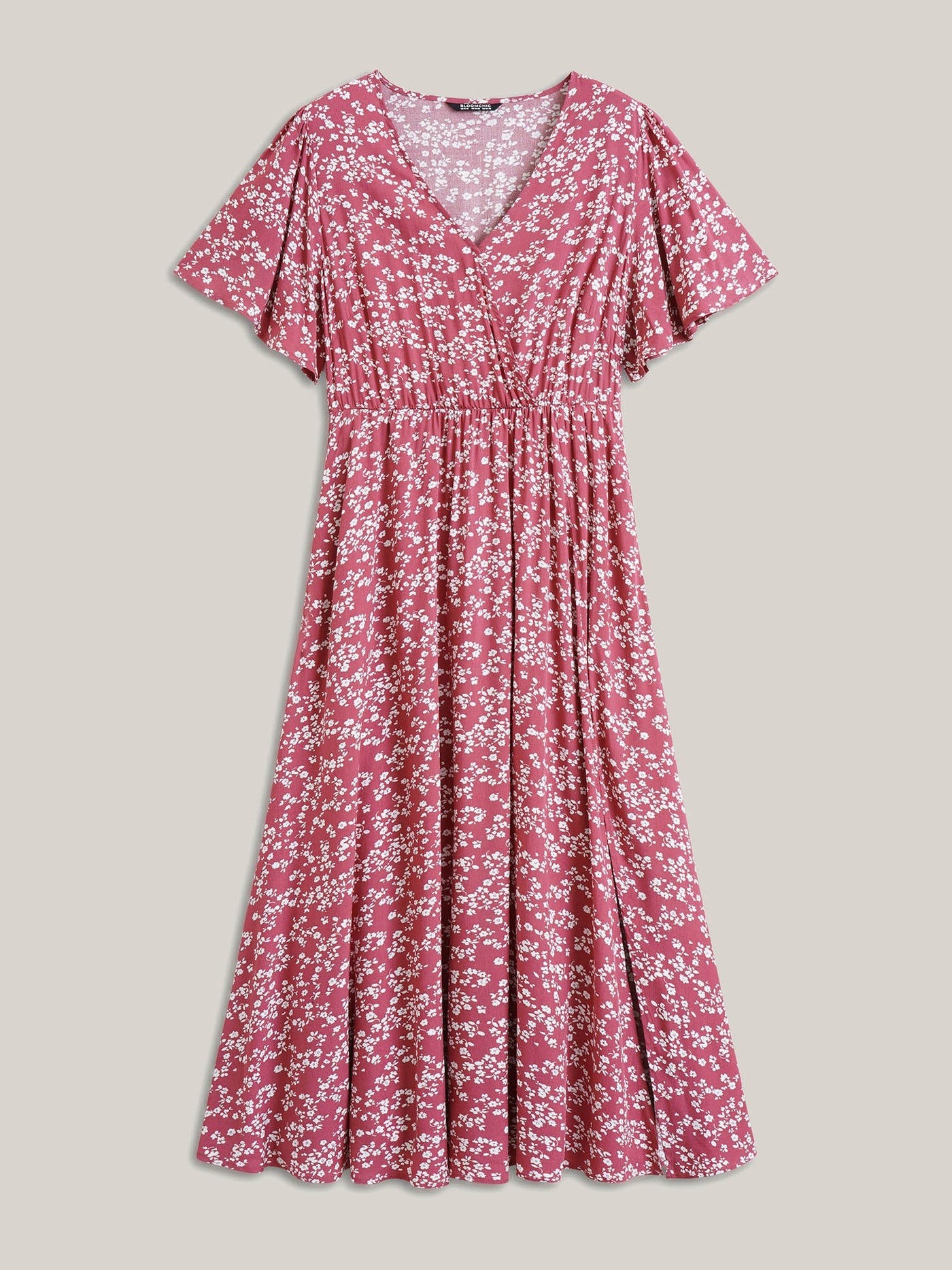 Bloom Dress - Flutter Sleeve Ditsy Floral Pocket Split Maxi Dress