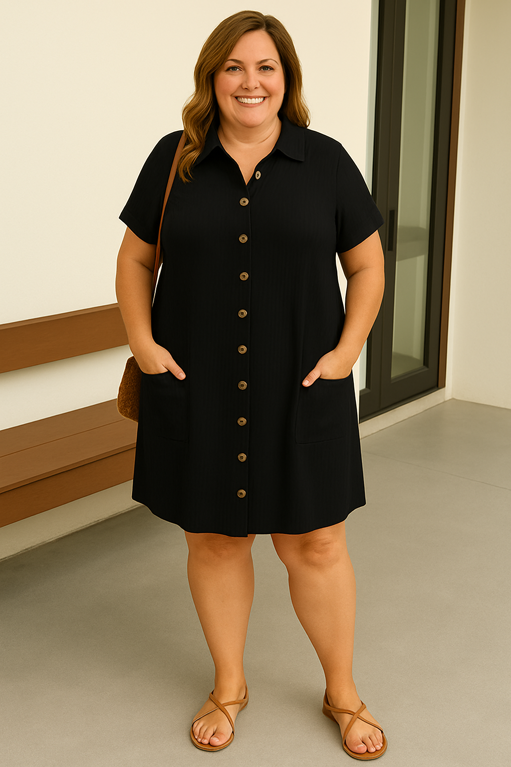 Button Tummy Covering Dress | MELBOURNE