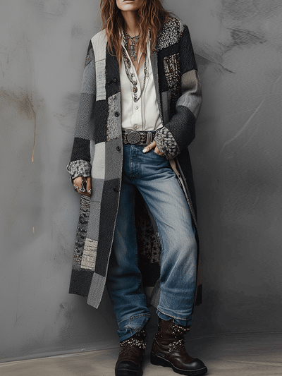 Bohemian Retro Patchwork Long Coat