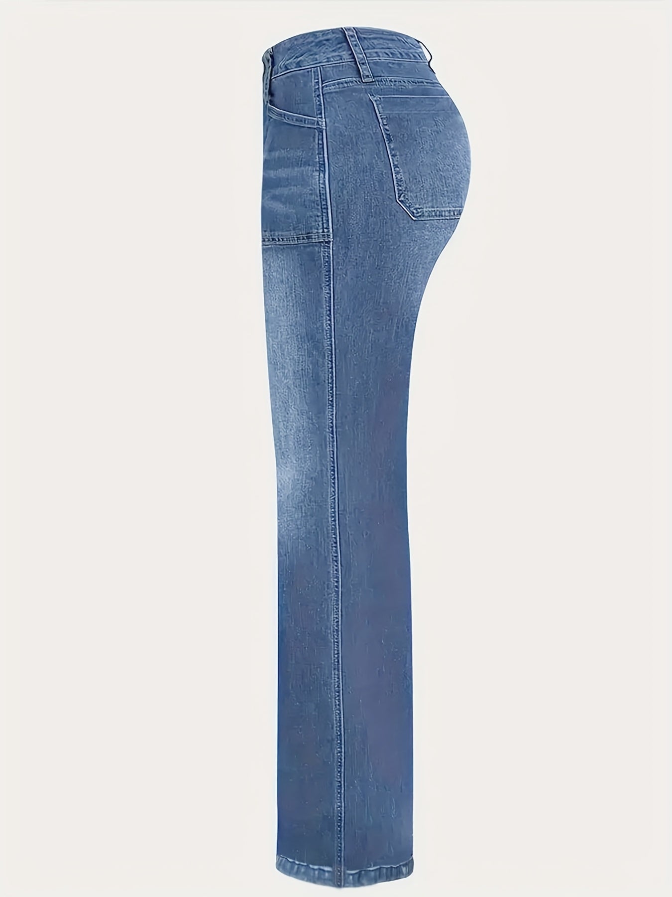 Retro Wide-Leg Patch Pocket Jeans".
