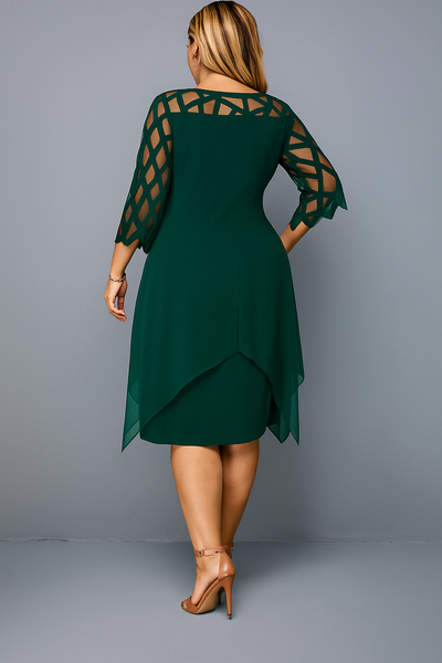 Elegant Lace Sleeve Tummy Covering Dress | MALAGA