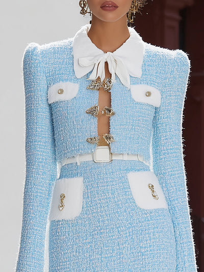 Blue And White Tweed Hollow Set