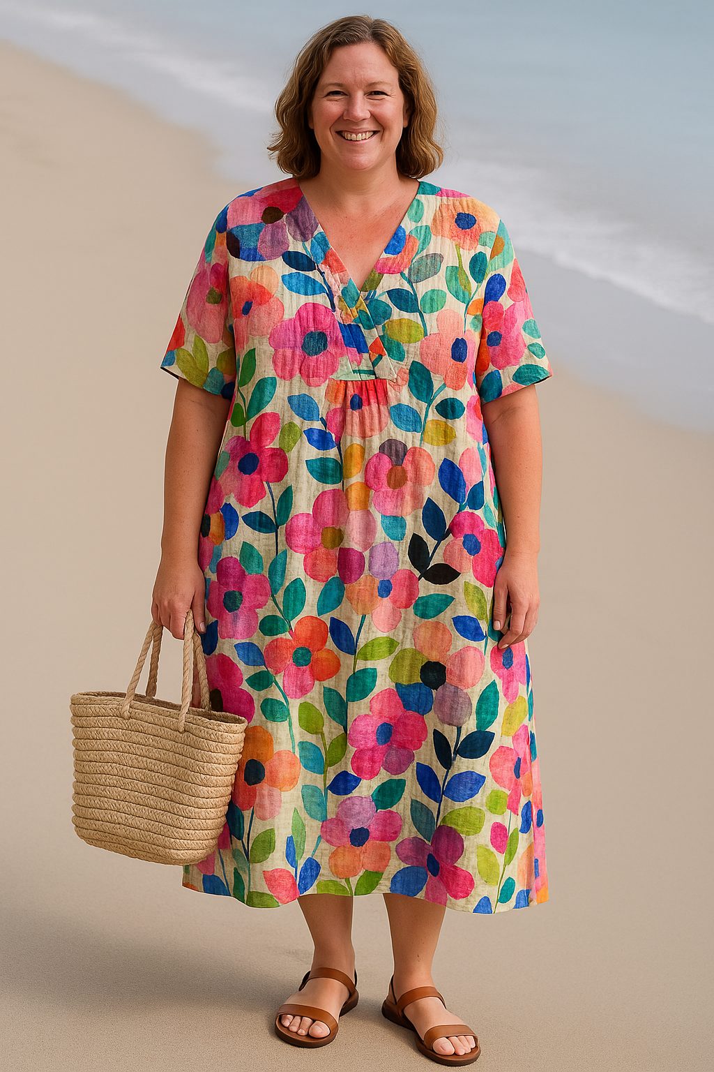 Floral Tummy Covering Dress | BEGONIA