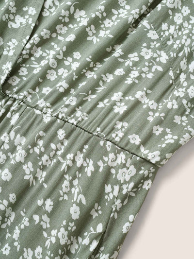 Bloom Dress - Flutter Sleeve Ditsy Floral Pocket Split Maxi Dress