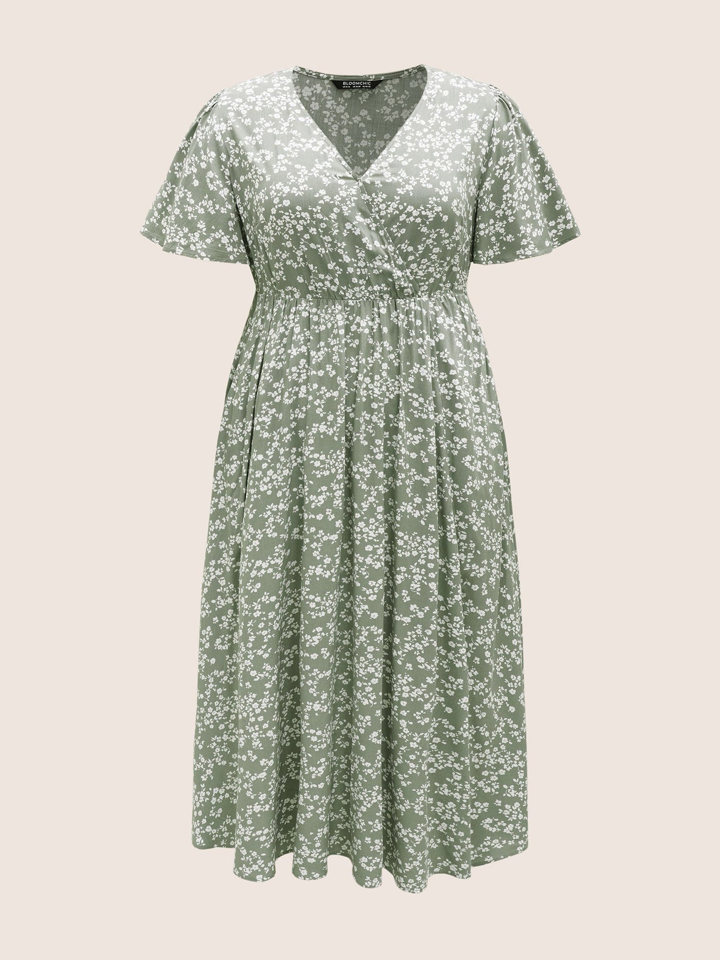 Bloom Dress - Flutter Sleeve Ditsy Floral Pocket Split Maxi Dress