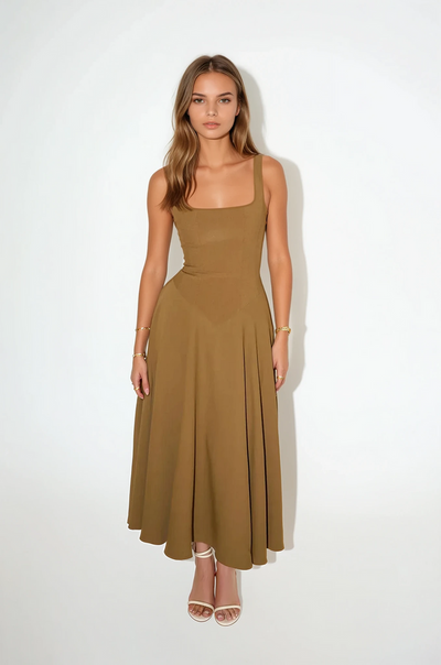 Mina | Midi Dress with Fitted Straps