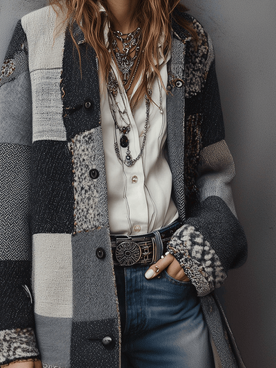 Bohemian Retro Patchwork Long Coat