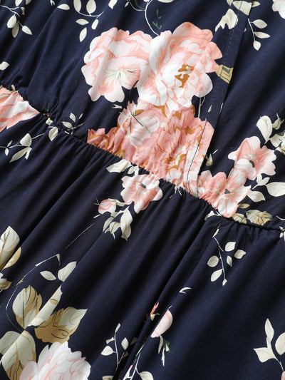 Bloom Dress - Flutter Sleeve Ditsy Floral Pocket Split Maxi Dress