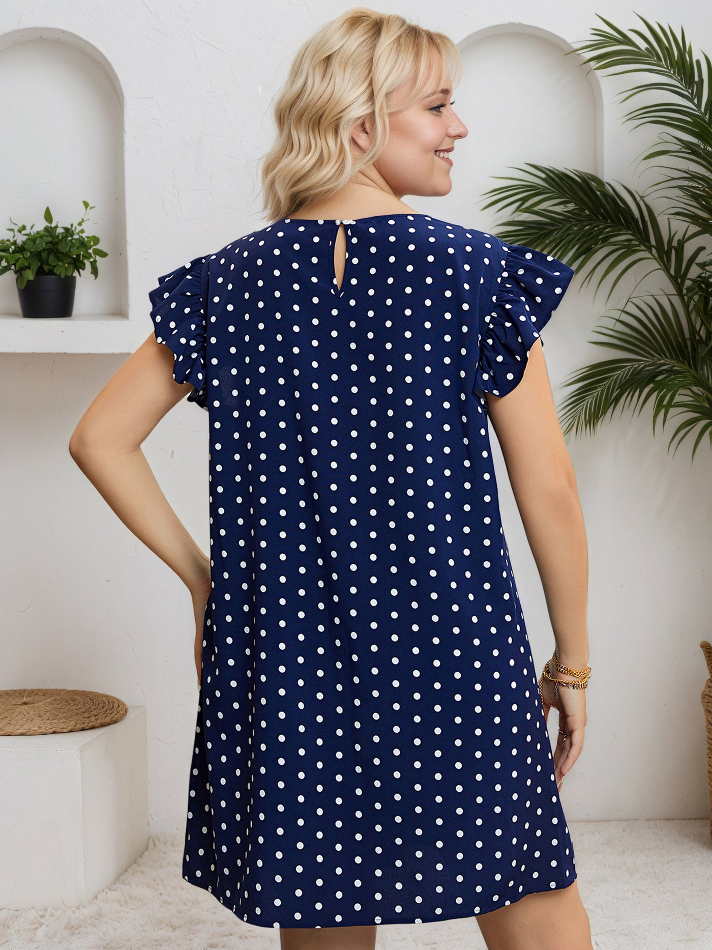 Jewel Cap Sleeves Knee Sleeves Plus Size Dress