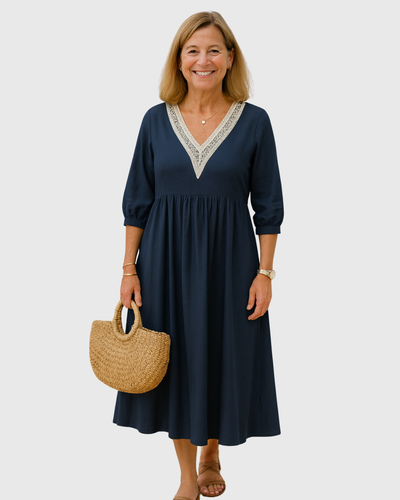 Cavell™ – Stylish V-Neck Summer Dress with Relaxed Fit