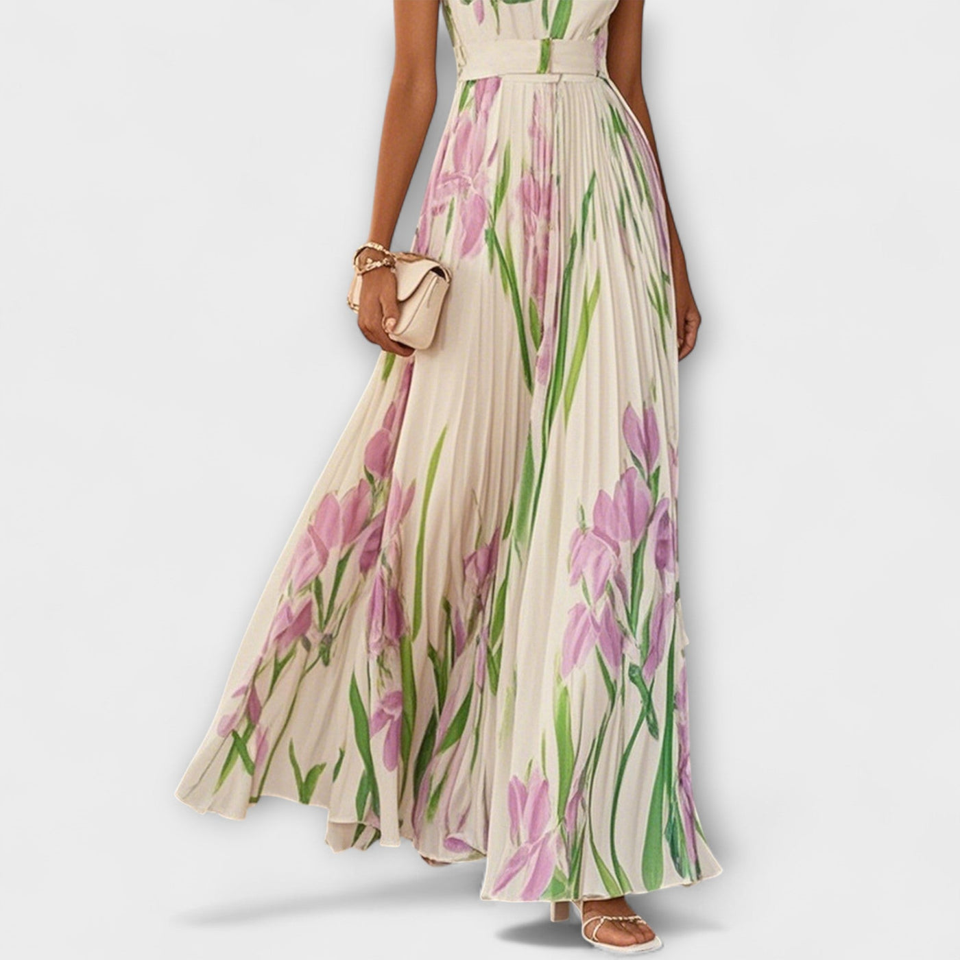 Penelope™ | Folded Floral Chiffon Maxi Dress