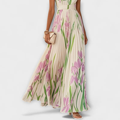 Penelope™ | Folded Floral Chiffon Maxi Dress
