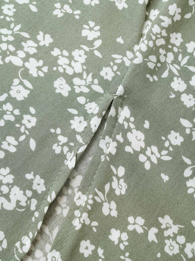 Bloom Dress - Flutter Sleeve Ditsy Floral Pocket Split Maxi Dress