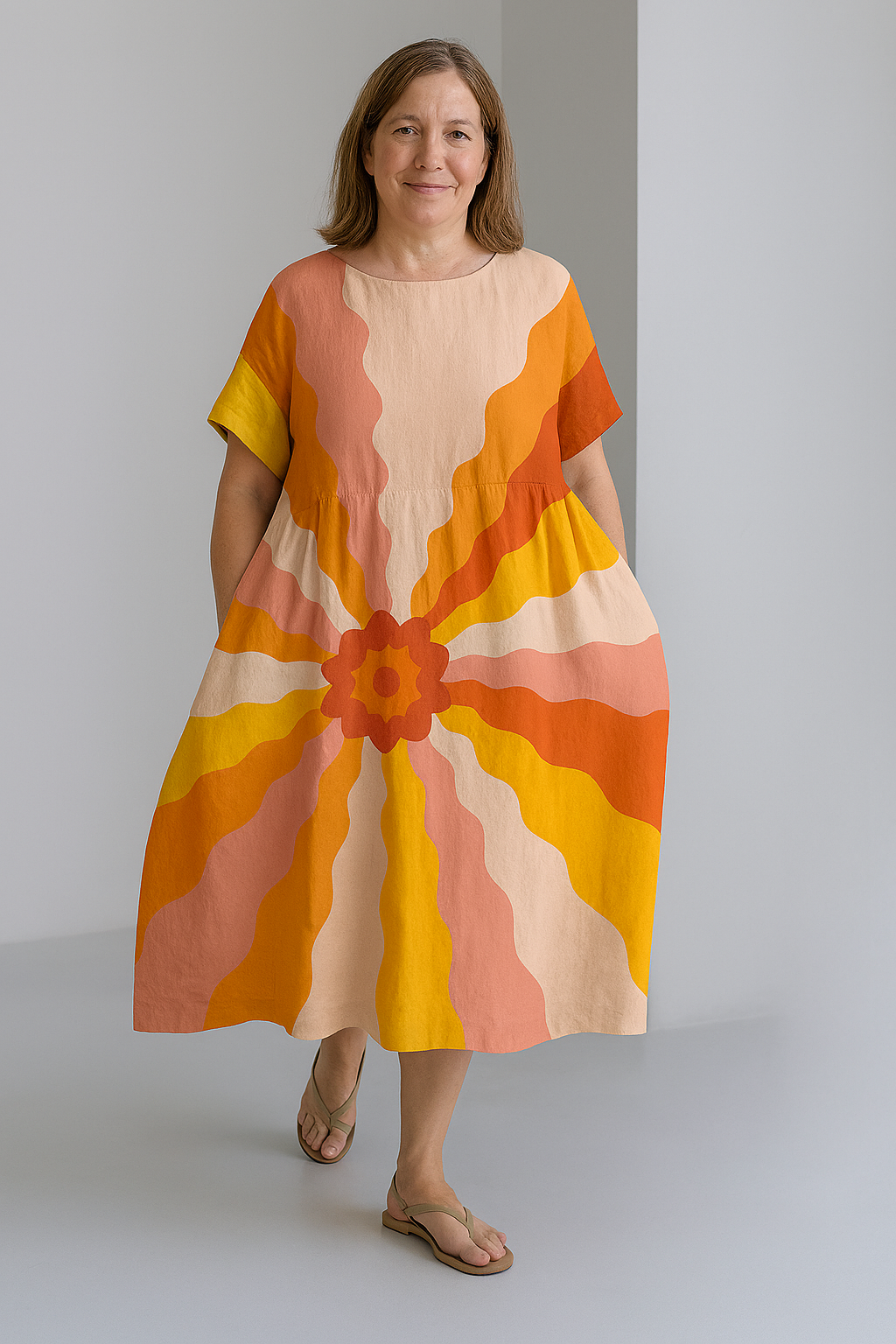 Vibrant Tummy Covering Dress | PEONY