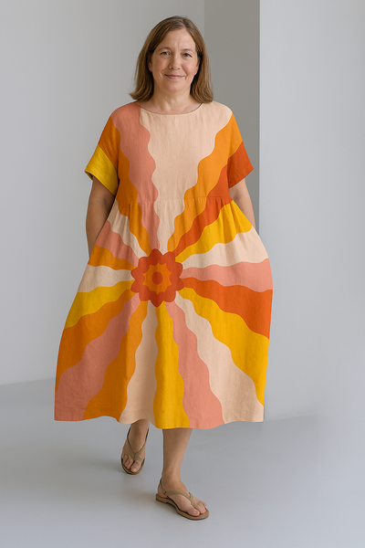 Vibrant Tummy Covering Dress | PEONY