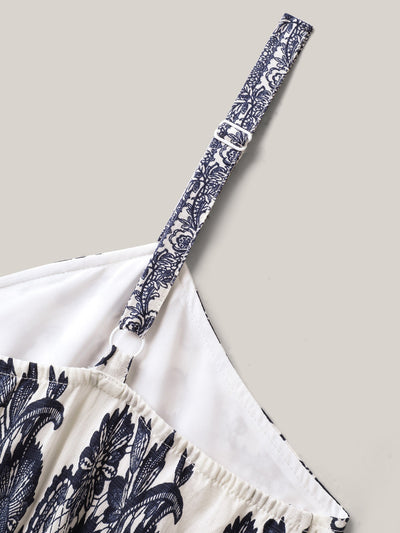 Boho Print Shirred Cami Midi Dress