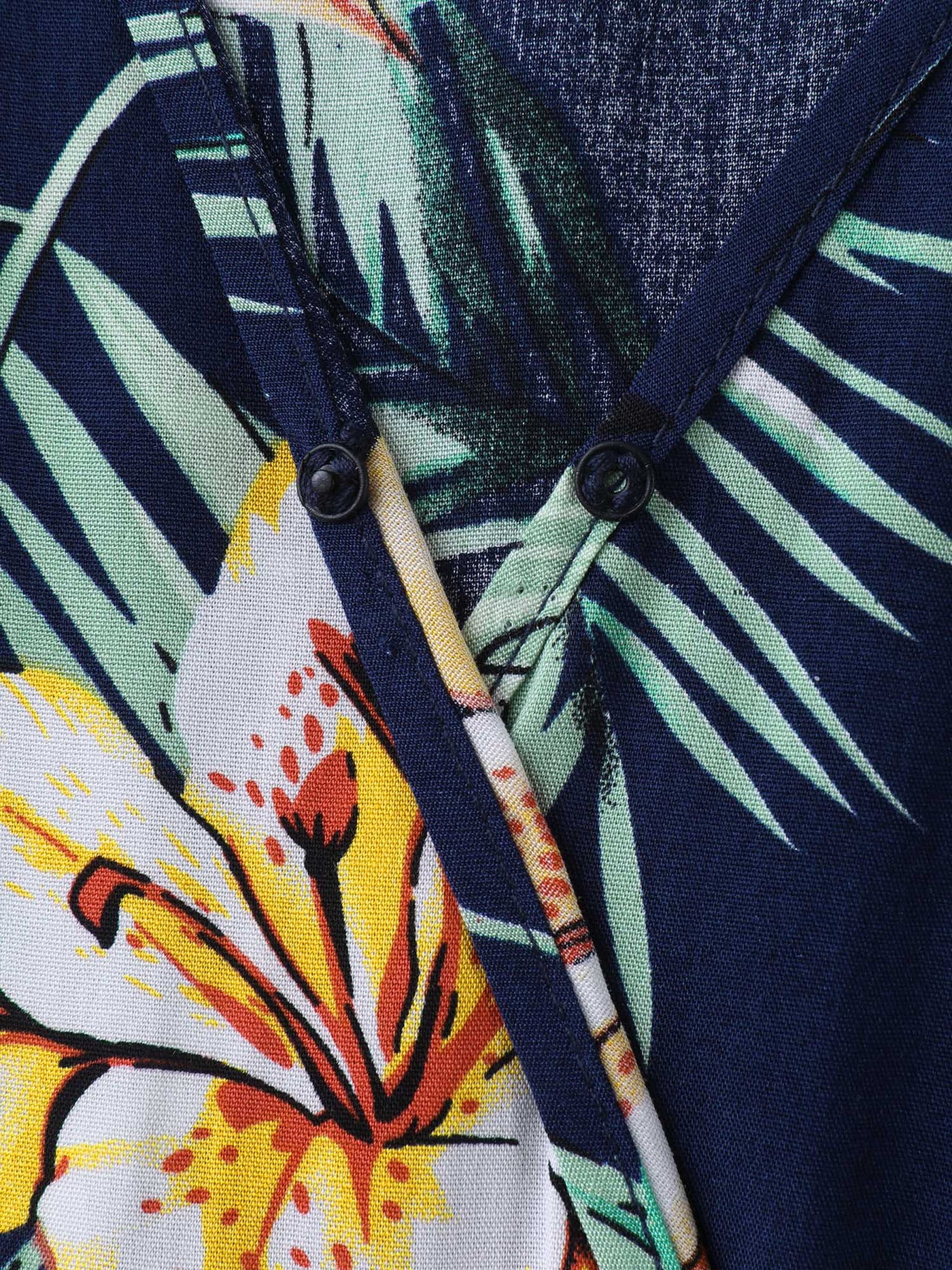 Tropical Floral Print Shirred Waist Midi Dress