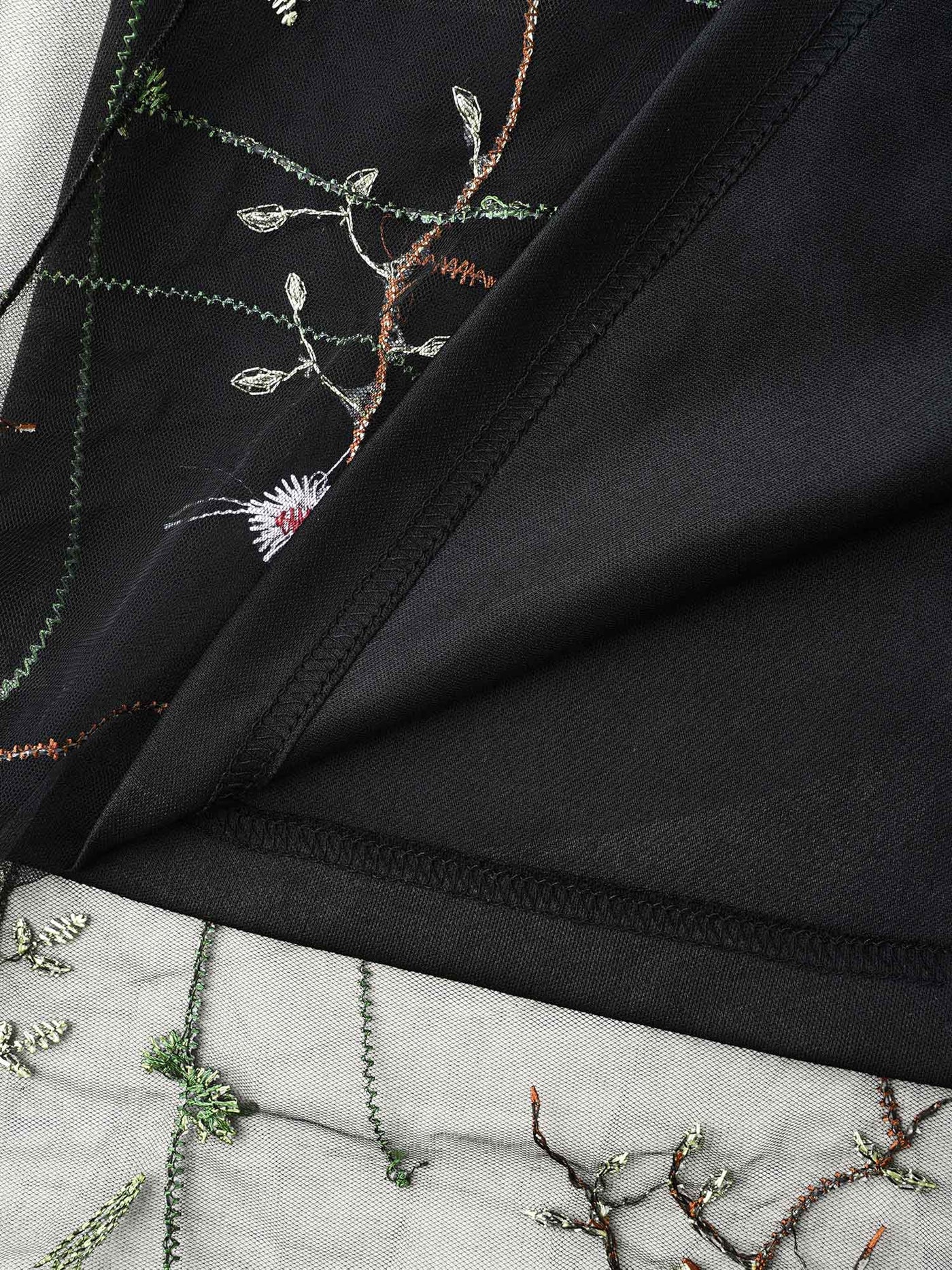 Floral Embroidered Elastic Waist Lined Midi Dress