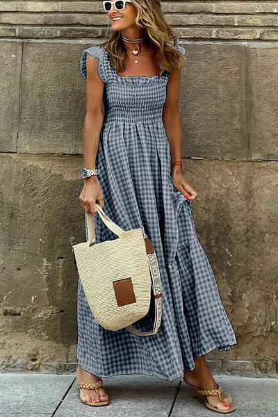 Liliane - Stylish Checkered Maxi Dress