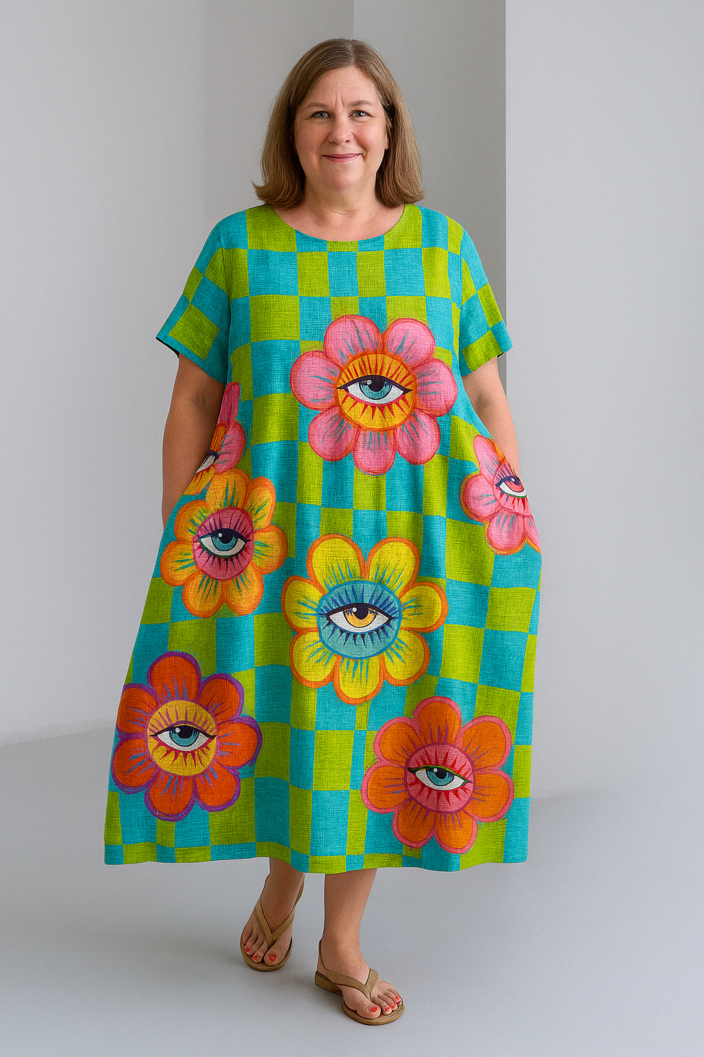 Vibrant Tummy Covering Dress | PEONY