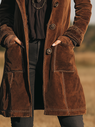 Retro Lapel Velvet Coat