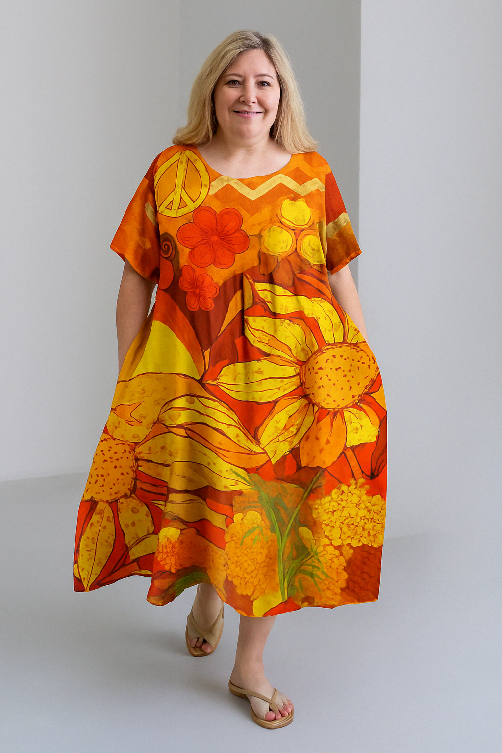 Vibrant Tummy Covering Dress | PEONY