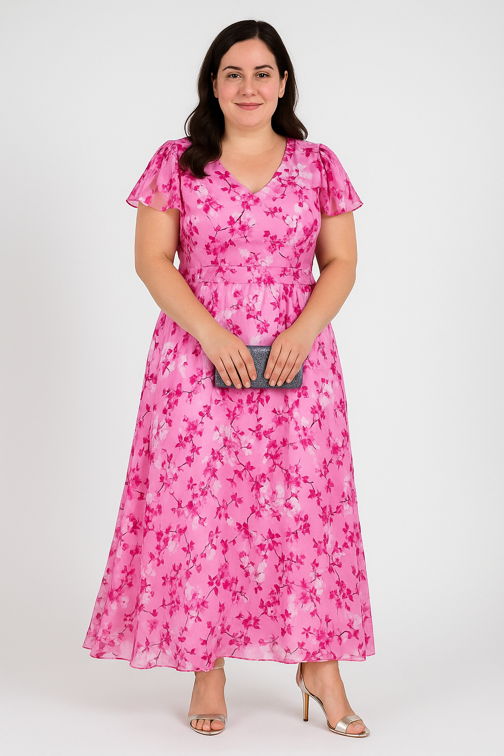 Floral V-neck Tummy Covering Dress | AZALEA