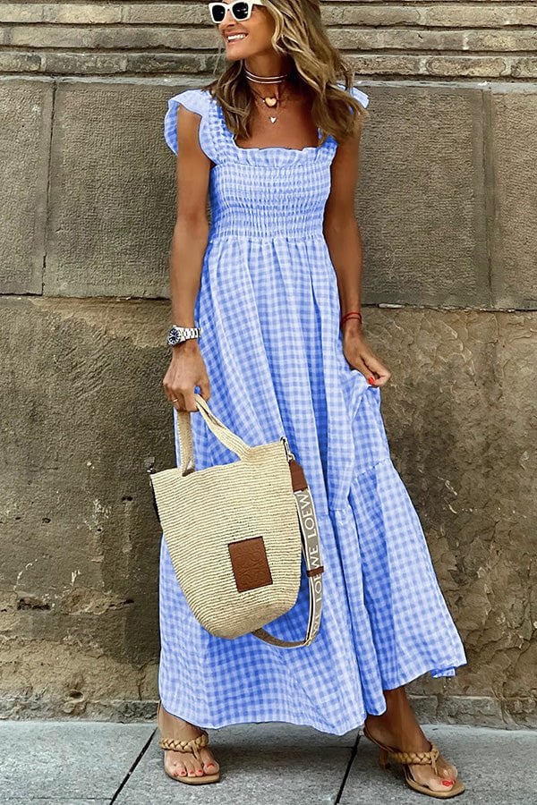 Liliane - Stylish Checkered Maxi Dress