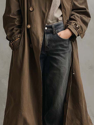 Vintage Olive Green Longline Trench Coat