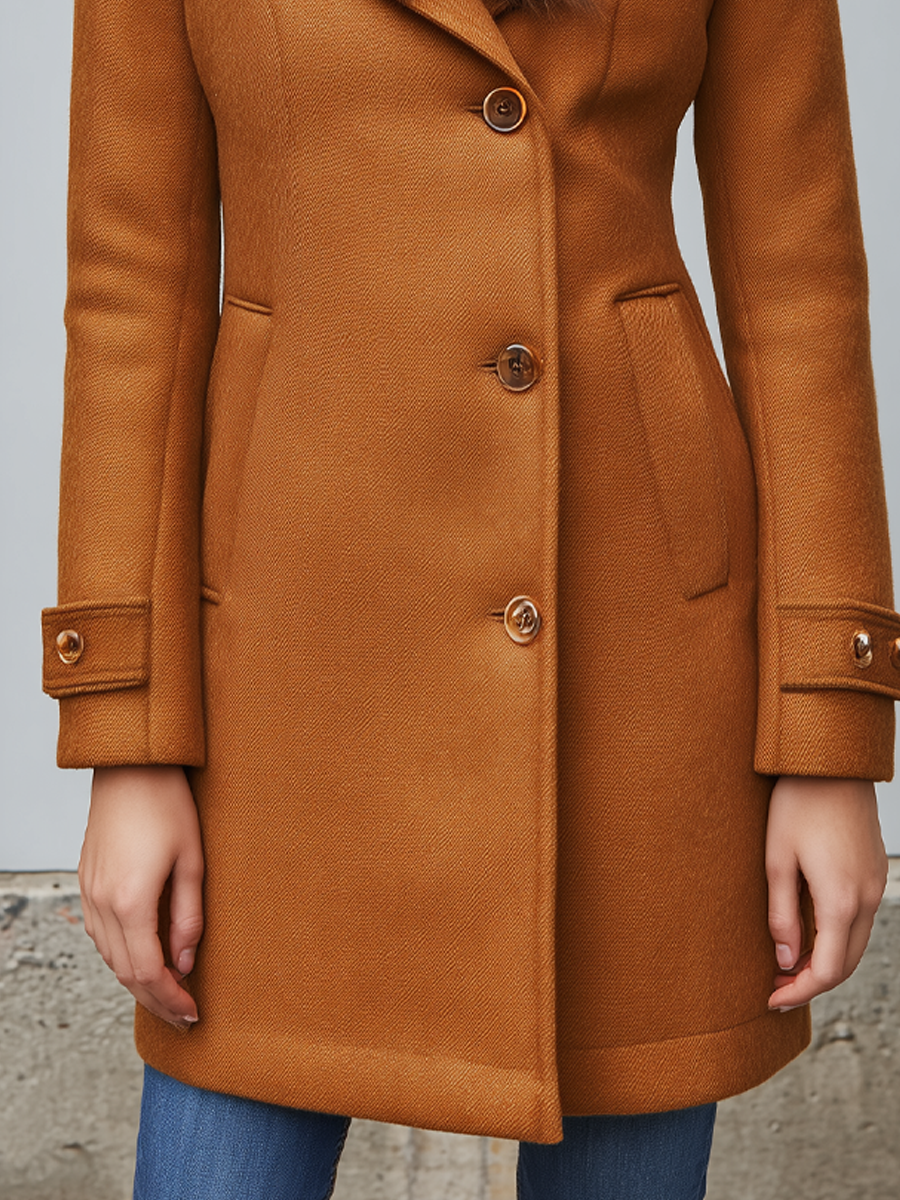 Vintage Fur Collar Wool Blend Coat