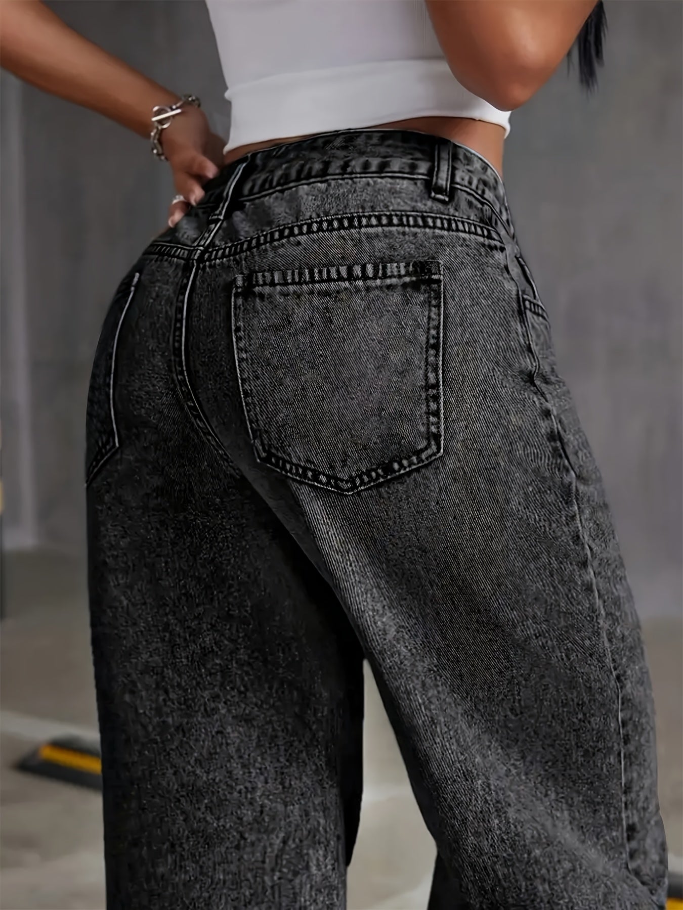 Stone Wash Street Wide-Leg Jeans